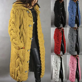 2023 Женская одежда Модный Однотонный Новый Длинный кардиган для женщин большого размера, Большой женский свитер, Мягкий трикотаж, Розовый