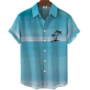 2024 Летняя Цветочная Социальная Мужская Рубашка С Негабаритным Принтом С Коротким Рукавом В стиле Ретро Для Пляжного Отдыха, Гавайская Повседневная Китайская Мода