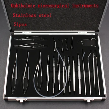 21 набор офтальмологических микрохирургических инструментов, хрустальный пинцет из нержавеющей стали и титанового сплава, роговичные ножницы и игла