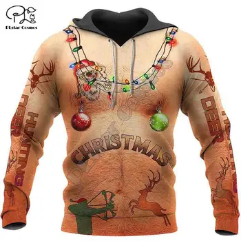 PLstar Cosmos 3DPrint С Рождеством, Охота на Санта-Клауса, уличная одежда в стиле Харадзюку, Забавная Мужская Женская толстовка на молнии / Толстовка / куртка /c1