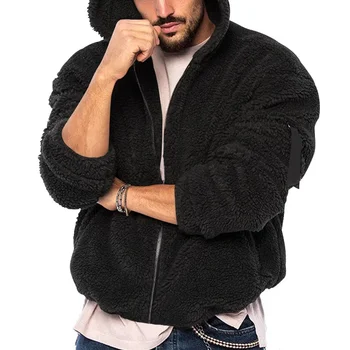 Верхняя одежда, теплые толстовки с капюшоном, повседневный тренд на молнии, мужские зимние флисовые толстовки с длинным рукавом, Двусторонние карманы, куртка, пальто