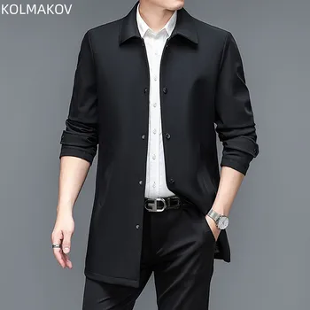 Весеннее длинное пальто 2023, мужской высококачественный повседневный тренч, модные повседневные куртки для мужчин, полный размер M-4XL