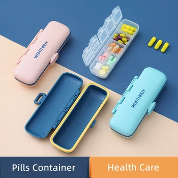 Коробка для таблеток с 5 Сетками, Герметичный Портативный Контейнер для таблеток, Органайзер для лекарств для путешествий, Диспенсер, Разделитель, Держатель для лекарств, Мини-кейс