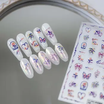 Мультяшные наклейки для ногтей, самоклеящиеся Аксессуары для ногтей с кроликом и Медведем, Животные, кошка, Маникюр, Маникюрный салон