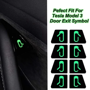 Наклейка на кнопку открытия двери автомобиля для Tesla Модель 3 Y Светящиеся наклейки Аксессуары для напоминаний Флуоресцентная паста Белая 2017-2020