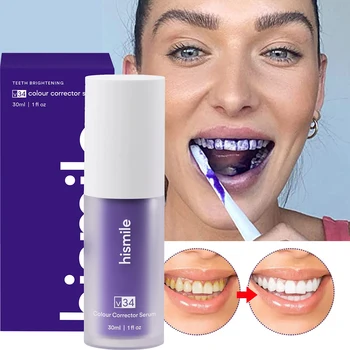 Новая Зубная Паста V34 Фиолетовый Мусс В Бутылках Для Очищения Зубов Неинвазивный Отбеливающий Уход Глубокая Чистка Свежее Дыхание Яркий Уход За Полостью рта