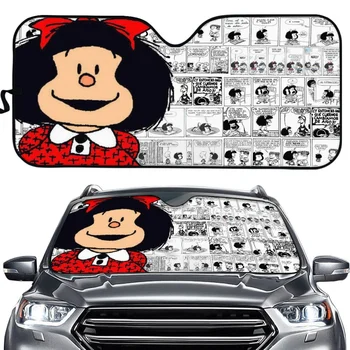 Универсальный автомобильный солнцезащитный козырек для ветровых щитов Kawaii Mafalda Аниме Прочный УФ- и тепловой Складной Автоматический солнцезащитный козырек, отражающий лобовое стекло