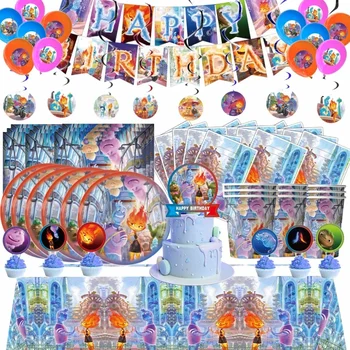 Элементарные украшения для вечеринки по случаю Дня рождения, набор посуды, баннер с воздушным шаром для детей, Скатерть, детский душ, принадлежности для детских вечеринок.